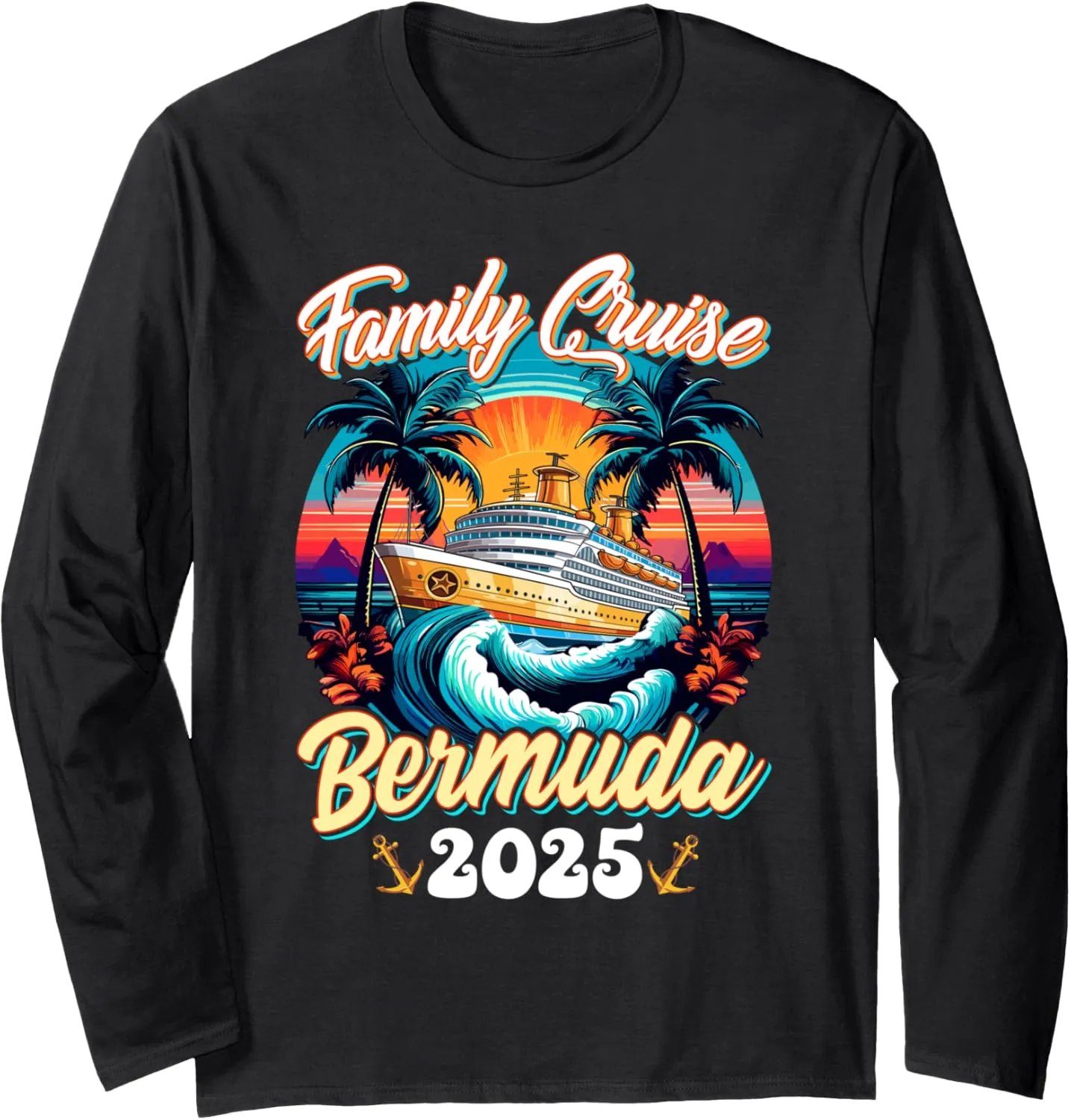 Retro Family Cruise Bermuda 2025 Summer Break Vacation Trips Long Sleeve T-Shirt