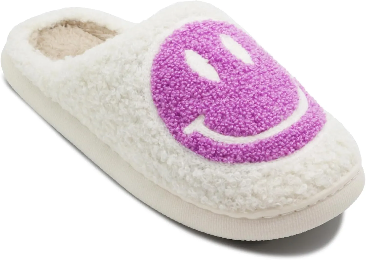 Retro Fuzzy Face Slippers for Women Men, Lightweight Slip-on Soft Fluffy Warm Couple Style Casual Cute Cozy Indoor Outdoor House Memory Foam Happy Face Slippers