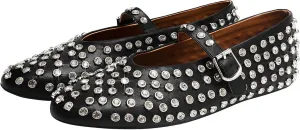 Rhinestone Ballet Flats for Women Sparkly Crystals Ballerina Shoes Women's Buckled Strap Mary Jane Flat Comfort Casual Low Heels