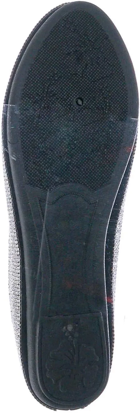 Rhinestone Crystal Embellished Ballet Flats - Round Toe Padded Shoes