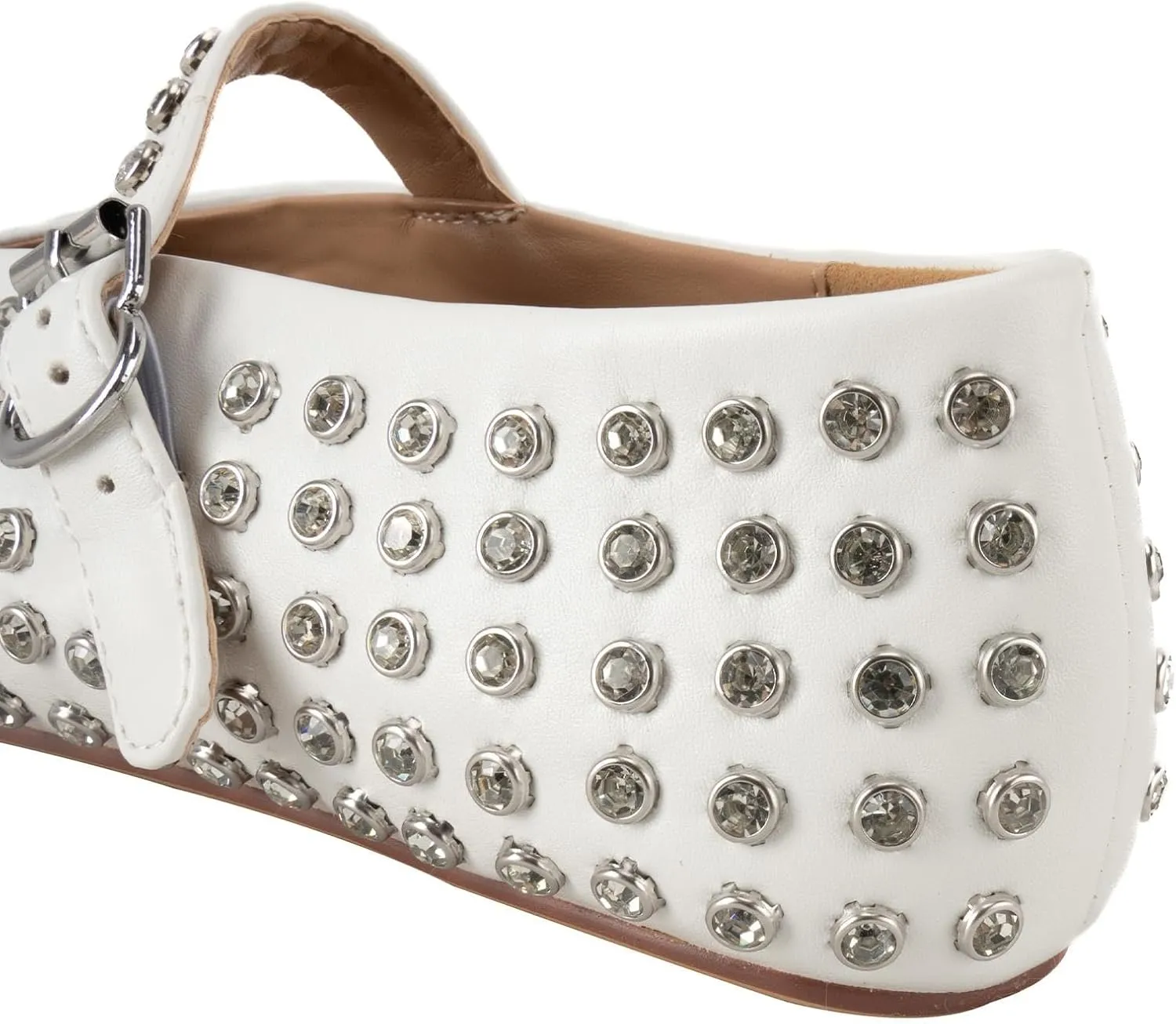Rhinestone Flats for Women Crystal Studded Mary Jane Ballet Flats Shoes Buckle Strap Sparkly Casual Dress Ballerina Shoes