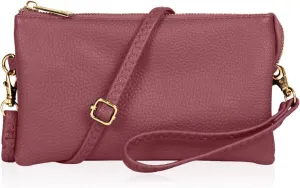 RIAH FASHION Convertible Vegan Leather Wallet Purse Clutch - Small Handbag Phone/Card Slots & Detachable Wristlet/Crossbody