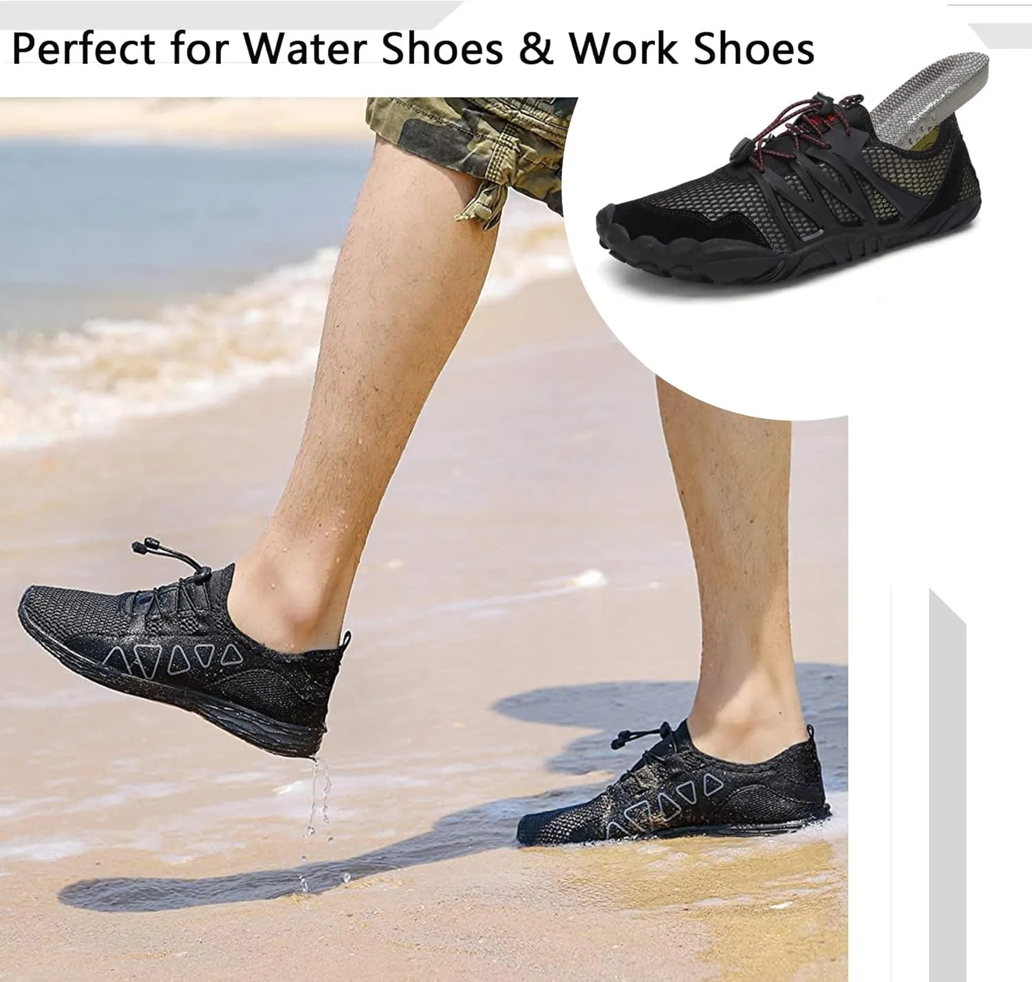 riemot 3 Pairs Shoe Insoles for Men Breathable Honeycomb Water Shoes Inserts Cushioning Shock Absorbing Insole Replacement Insoles for Work Shoes Grey US15/ EU48