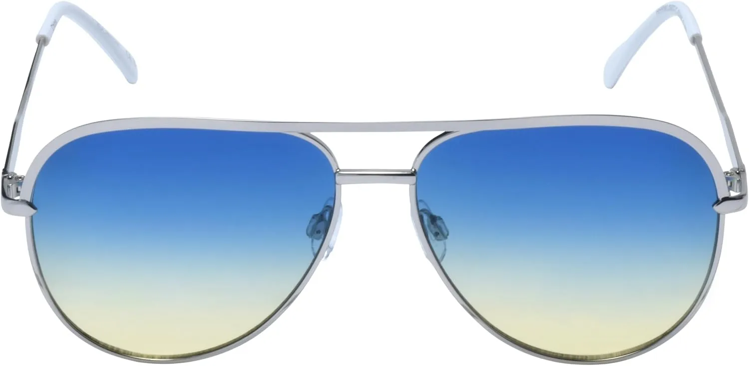 Rocawear R3406 Metal Uv400 Protective Flat Lens Aviator Pilot Sunglasses. Gifts for Women with Flair, 59 Mm