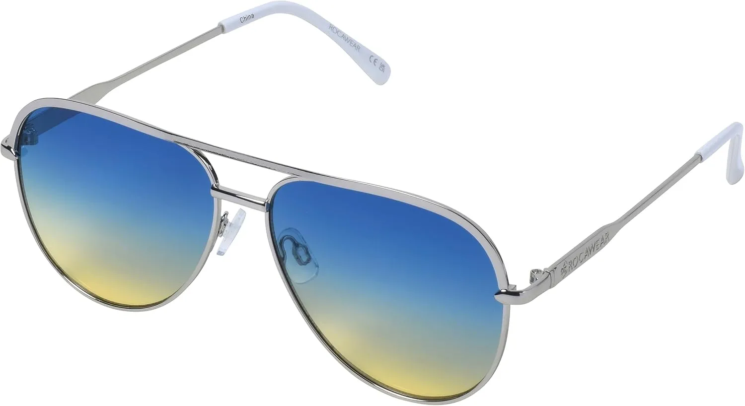 Rocawear R3406 Metal Uv400 Protective Flat Lens Aviator Pilot Sunglasses. Gifts for Women with Flair, 59 Mm