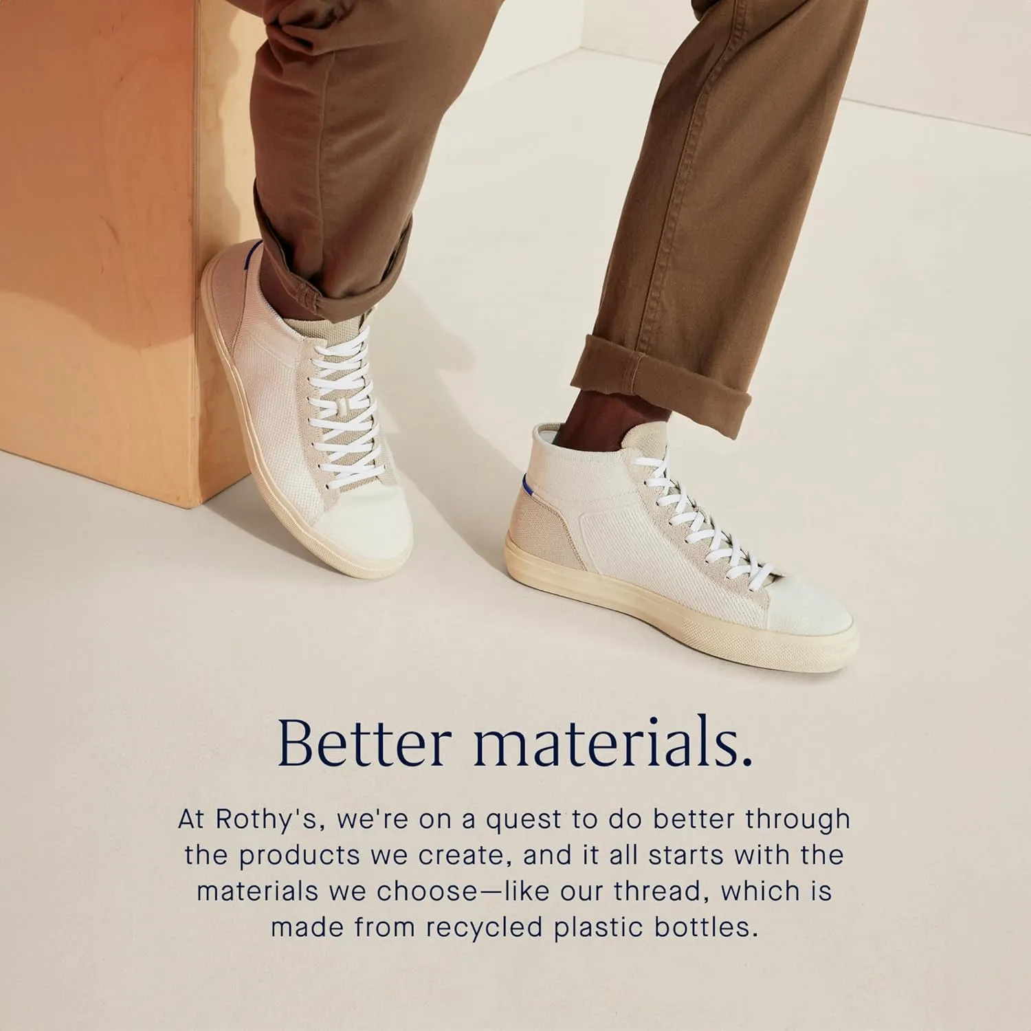Rothy's The High Top, Men's Lace Up Sneaker for Walking & Casual Comfort, Made from Recycled Plastic Bottles & Machine Washable