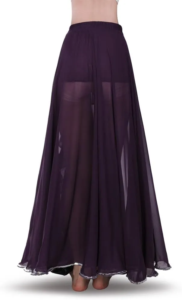 ROYAL SMEELA Women's Chiffon Skirt Belly Dance Costume for Women Dancing Dress High Split Beach Ruffle Bellydance Skirts