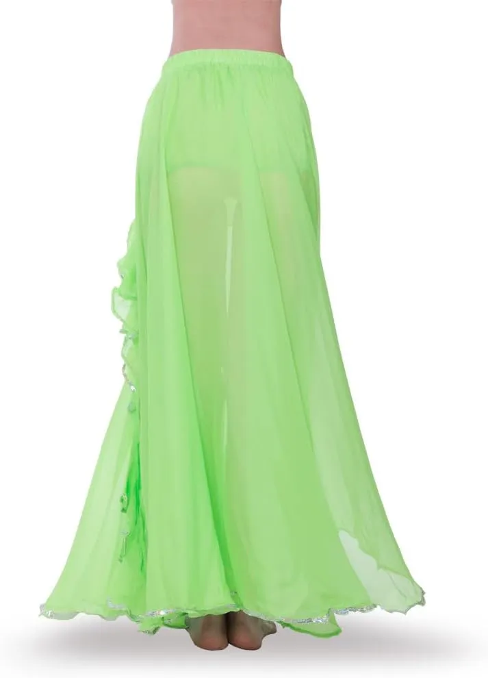 ROYAL SMEELA Women's Chiffon Skirt Belly Dance Costume for Women Dancing Dress High Split Beach Ruffle Bellydance Skirts