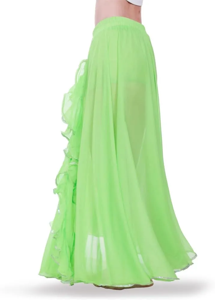 ROYAL SMEELA Women's Chiffon Skirt Belly Dance Costume for Women Dancing Dress High Split Beach Ruffle Bellydance Skirts