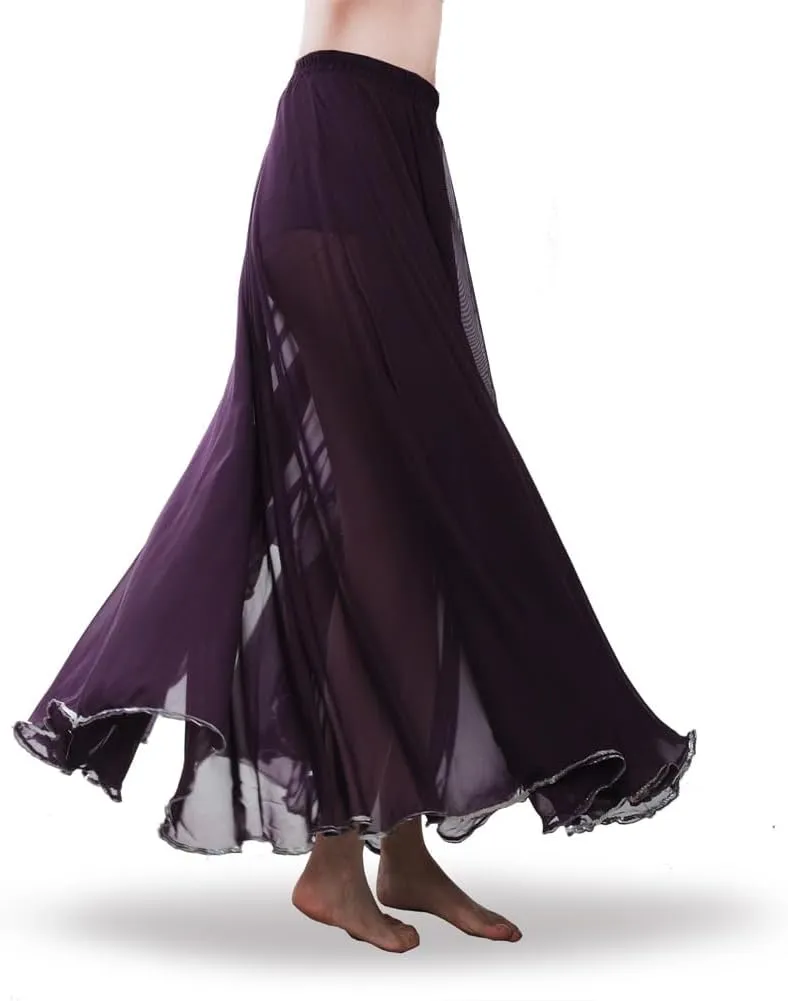 ROYAL SMEELA Women's Chiffon Skirt Belly Dance Costume for Women Dancing Dress High Split Beach Ruffle Bellydance Skirts