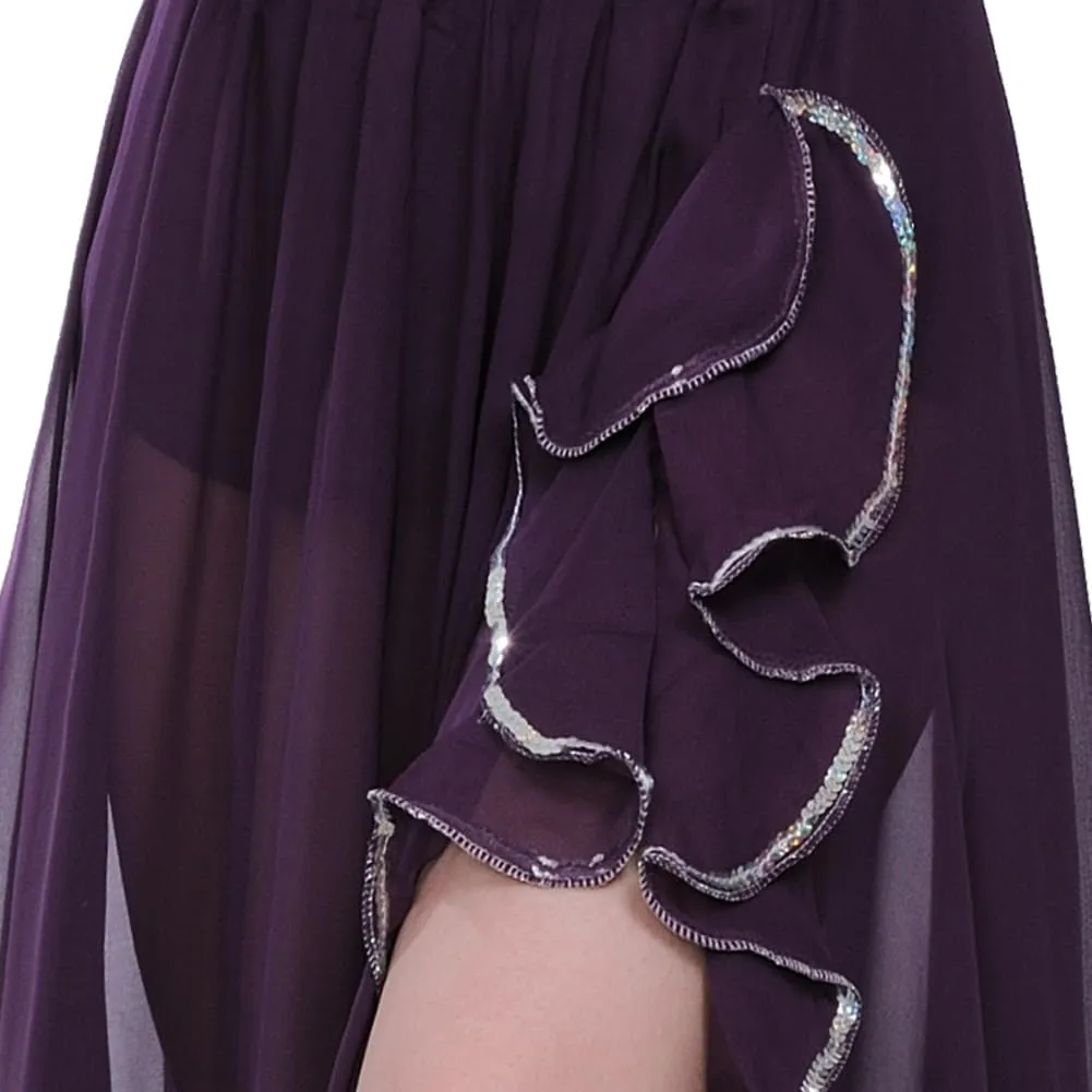 ROYAL SMEELA Women's Chiffon Skirt Belly Dance Costume for Women Dancing Dress High Split Beach Ruffle Bellydance Skirts