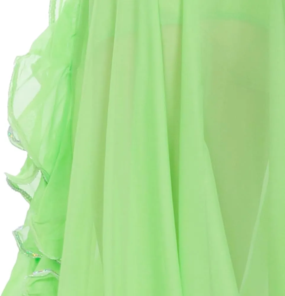ROYAL SMEELA Women's Chiffon Skirt Belly Dance Costume for Women Dancing Dress High Split Beach Ruffle Bellydance Skirts
