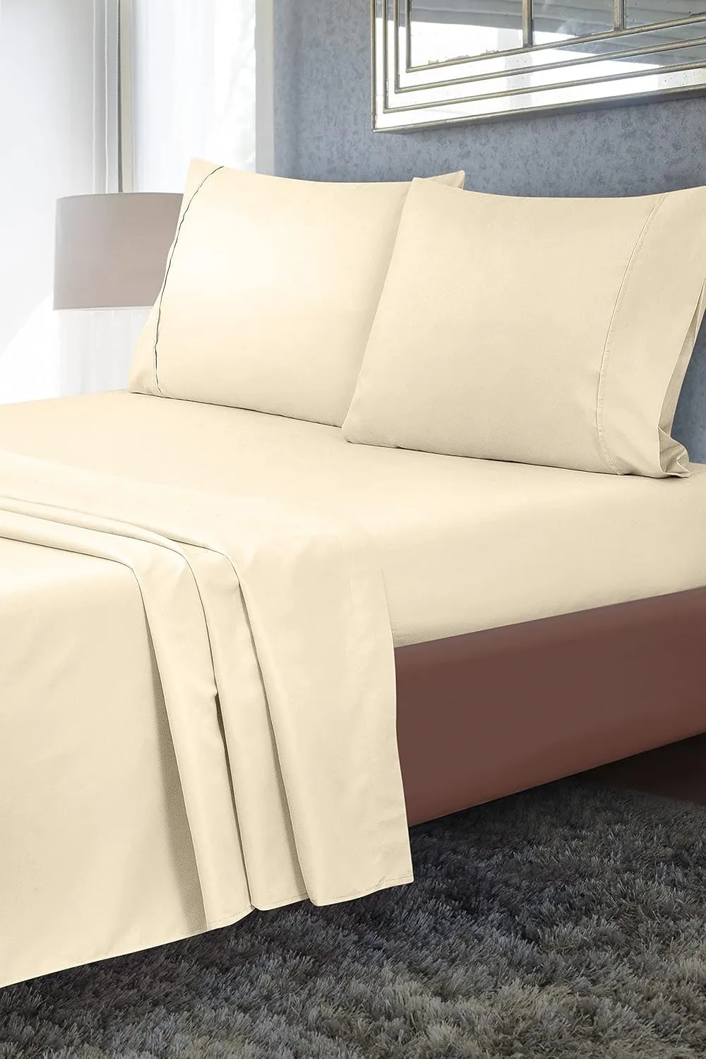 Royale Linens 2 Pack Bulk Flat Sheet Set - Top Sheets - Soft 1800 Microfiber - Wrinkle & Stain Resistant - for Hotel, Massage Table, Hospital, Dorm - Twin Flat Sheet Sold Separately (Twin, Sand)