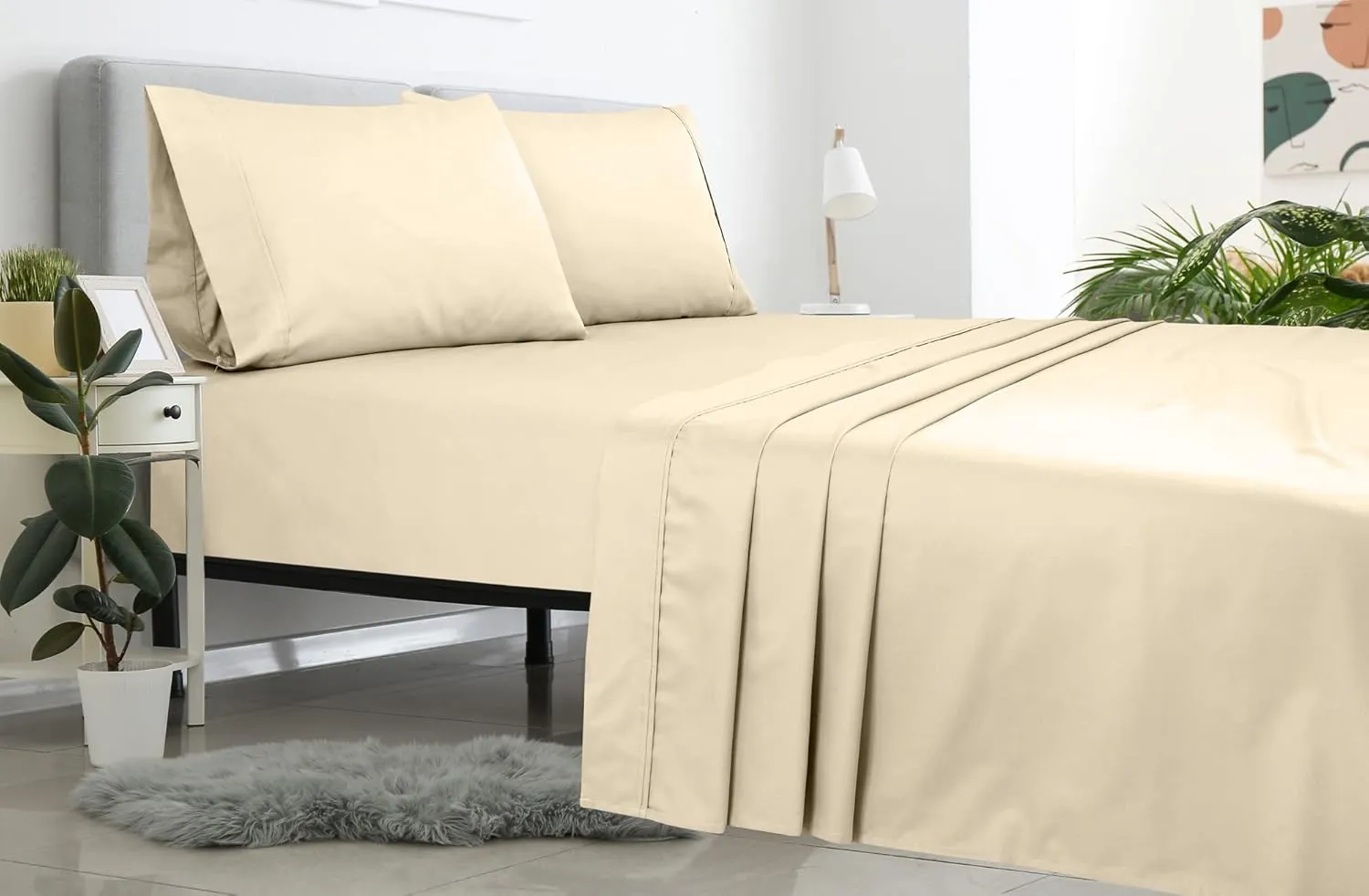 Royale Linens 2 Pack Bulk Flat Sheet Set - Top Sheets - Soft 1800 Microfiber - Wrinkle & Stain Resistant - for Hotel, Massage Table, Hospital, Dorm - Twin Flat Sheet Sold Separately (Twin, Sand)