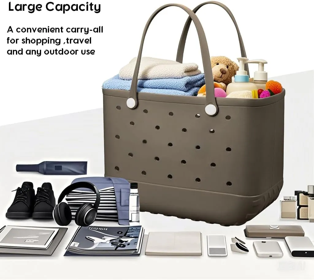 Rubber Beach Bag Waterproof Washable Tip-Proof Durable Tote Bag for Beach Pool Sports Modern Versatile Rubber Tote