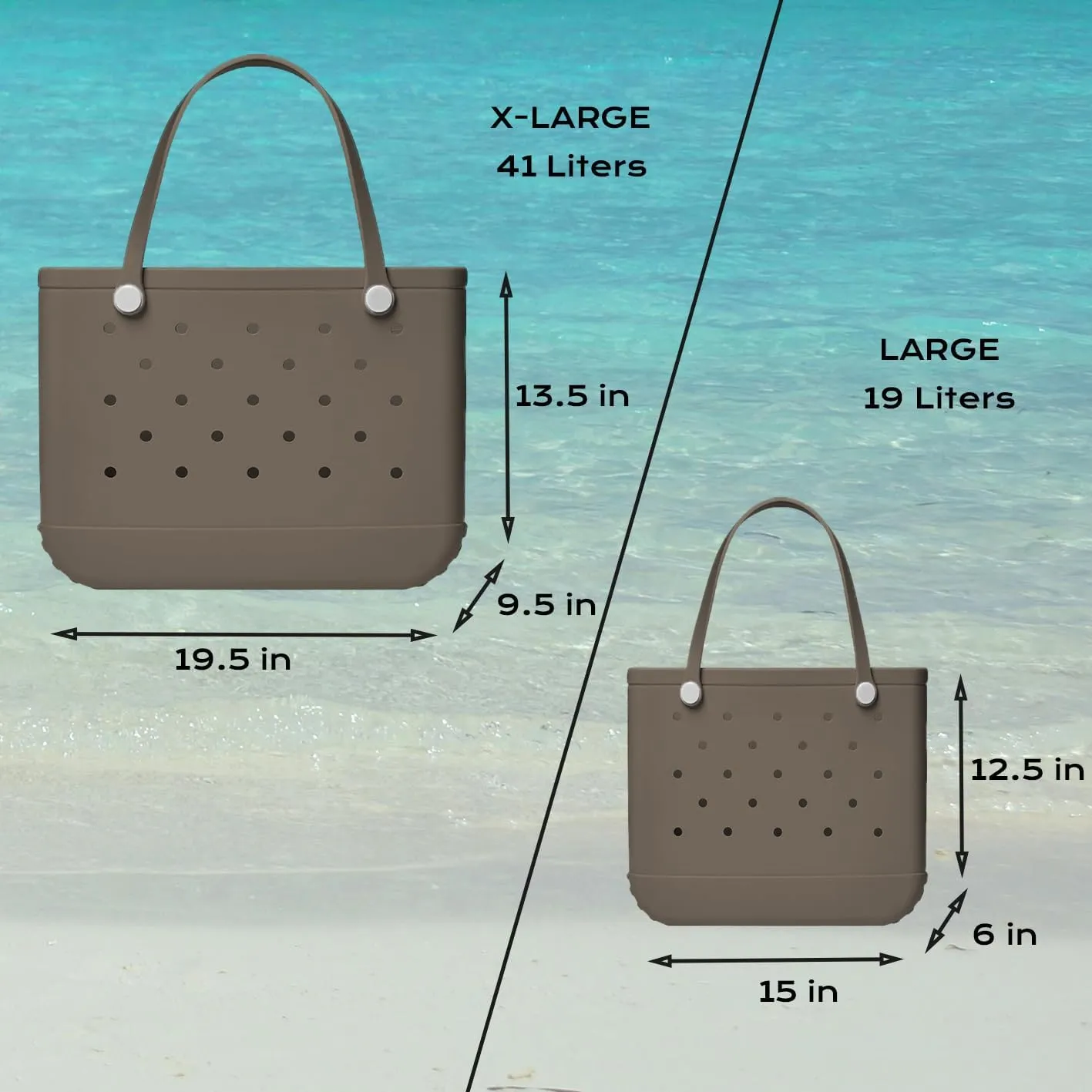 Rubber Beach Bag Waterproof Washable Tip-Proof Durable Tote Bag for Beach Pool Sports Modern Versatile Rubber Tote
