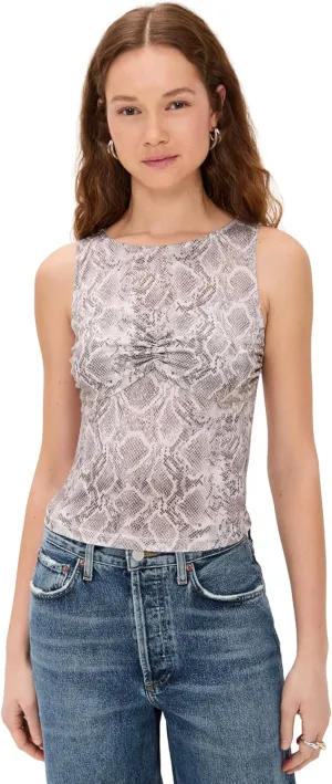 Ruchered Slinky Tank Top with SSP PRINT001 by good american