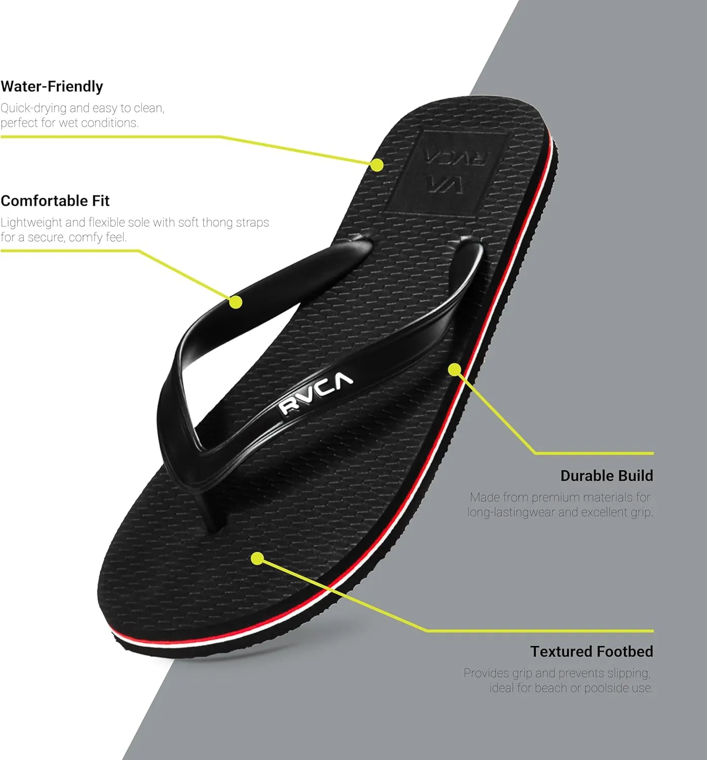 RVCA Men's All The Way Sandal Flip-Flop