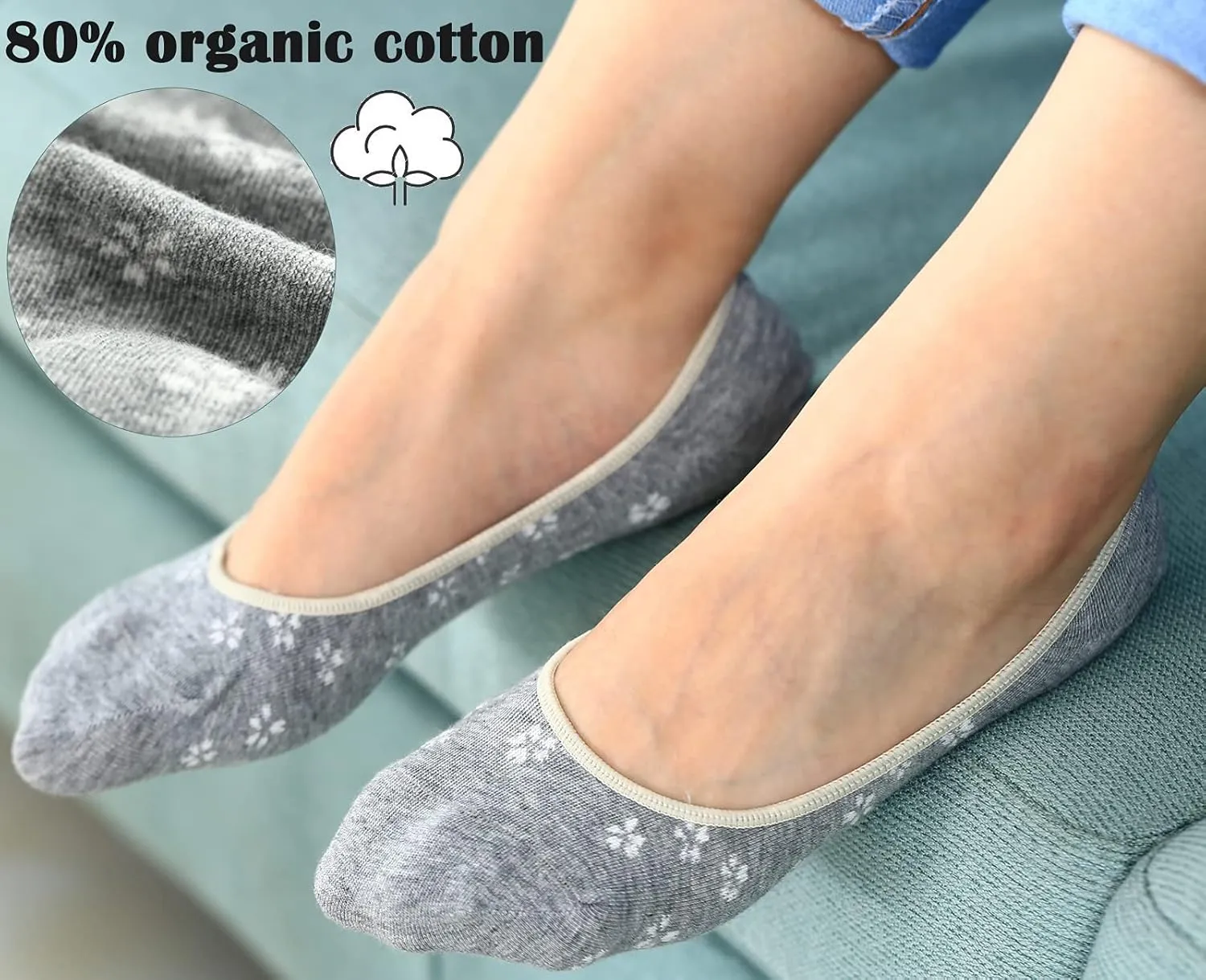 RYI 5-Pack No Show Socks for Women Size 6-9 Ankle Invisible Non-slip Athletic Socks