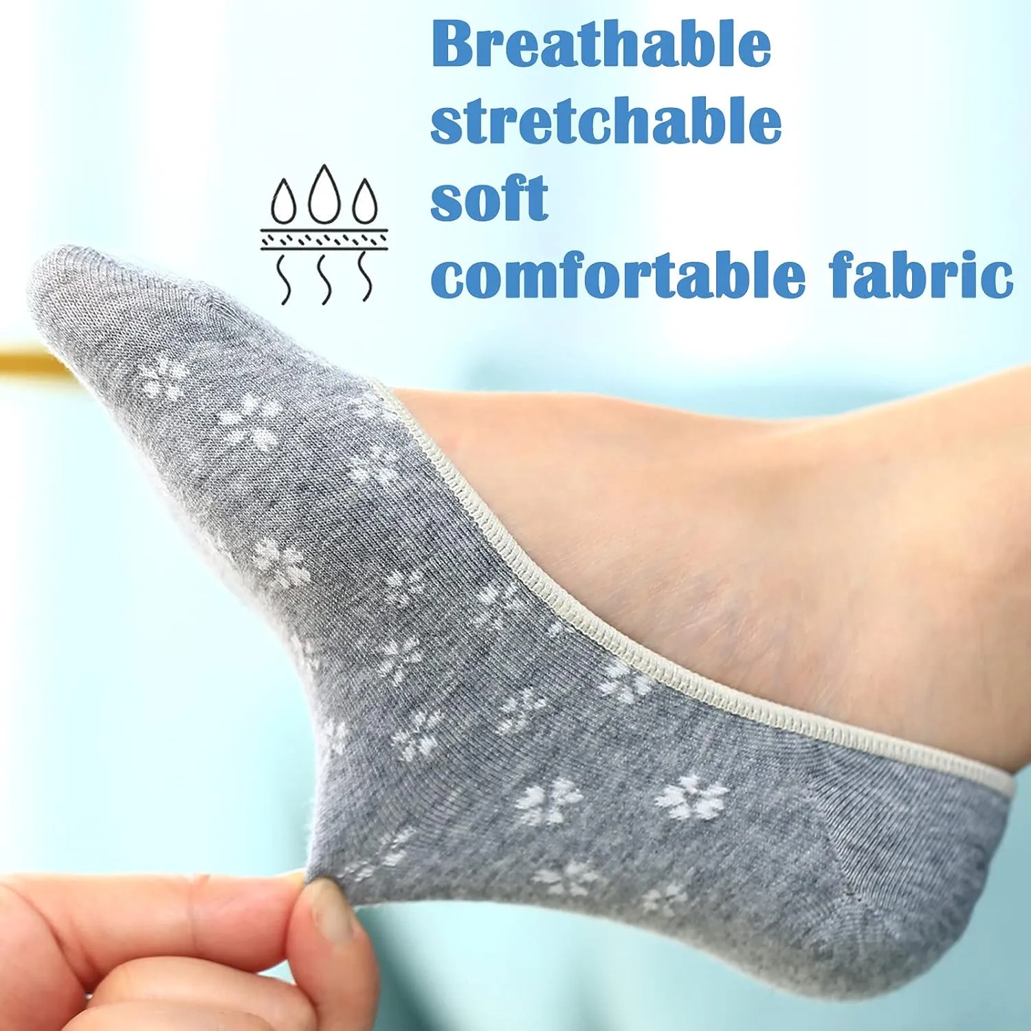 RYI 5-Pack No Show Socks for Women Size 6-9 Ankle Invisible Non-slip Athletic Socks