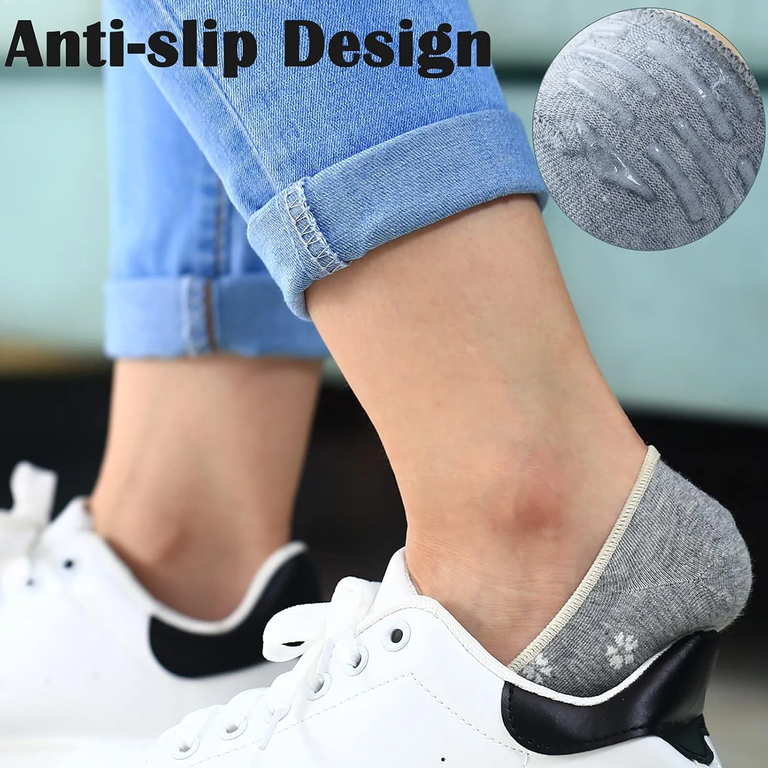 RYI 5-Pack No Show Socks for Women Size 6-9 Ankle Invisible Non-slip Athletic Socks