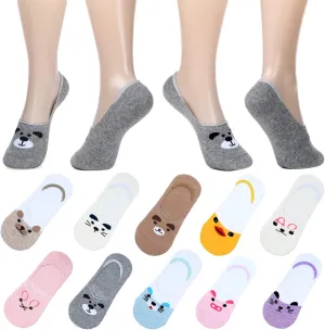 RYI 9-10 pack Women Cute No Show Liner Socks for Flats Slip on Shoes Invisible Hidden Low Profile for Boat Shoe 9-11
