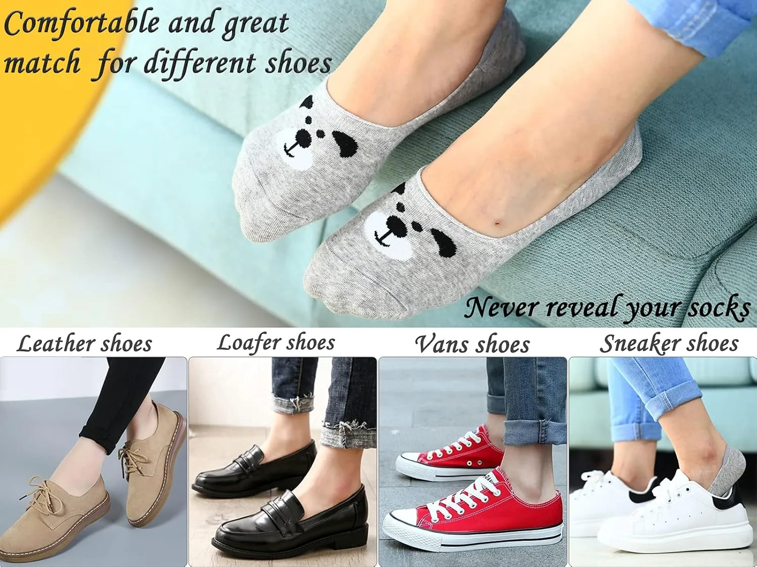 RYI 9-10 pack Women Cute No Show Liner Socks for Flats Slip on Shoes Invisible Hidden Low Profile for Boat Shoe 9-11