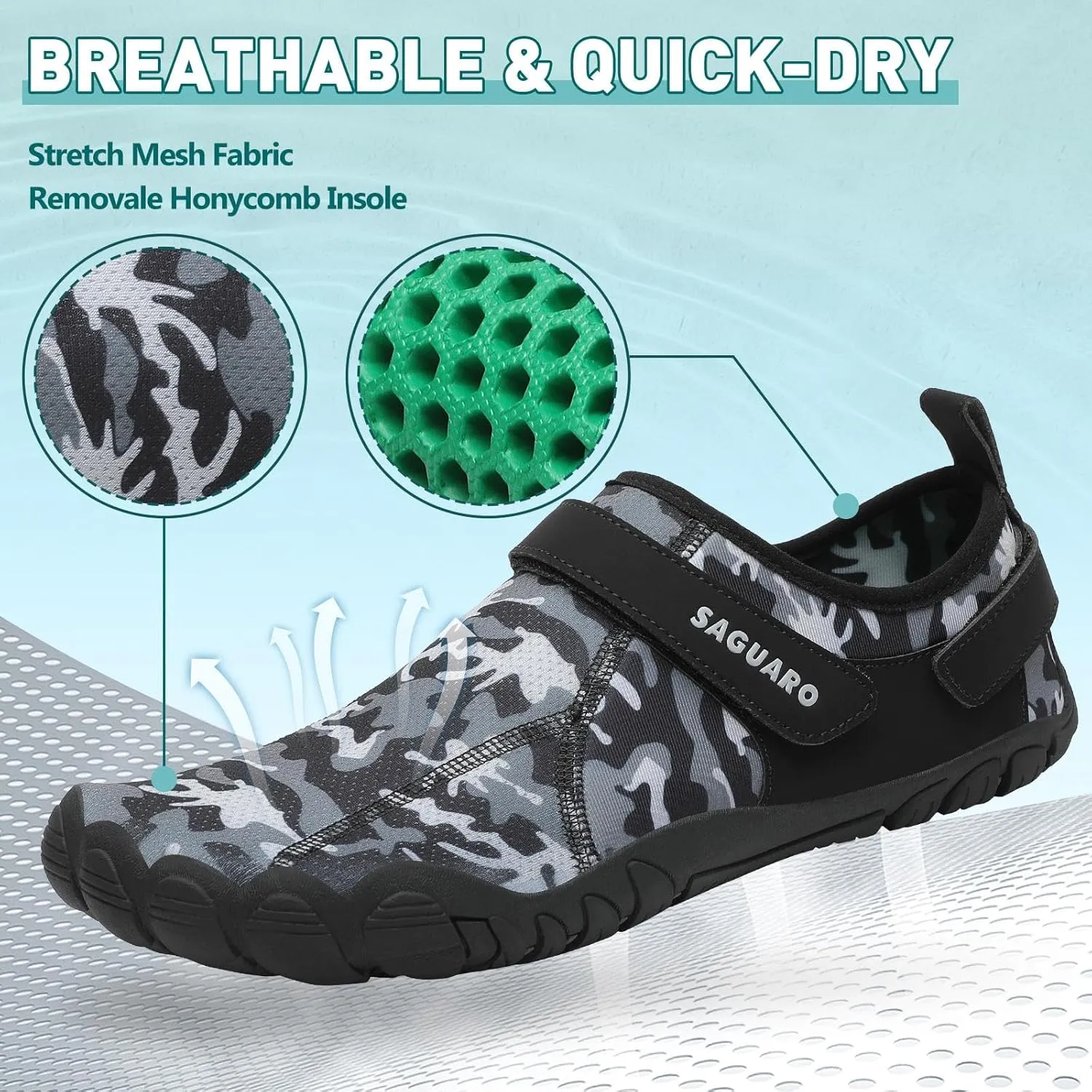 SAGUARO Women's Men's Water Shoes Quick-Dry Swiming Aqua Surf Beach Kayak Barefoot Shoes Wide Toe Box