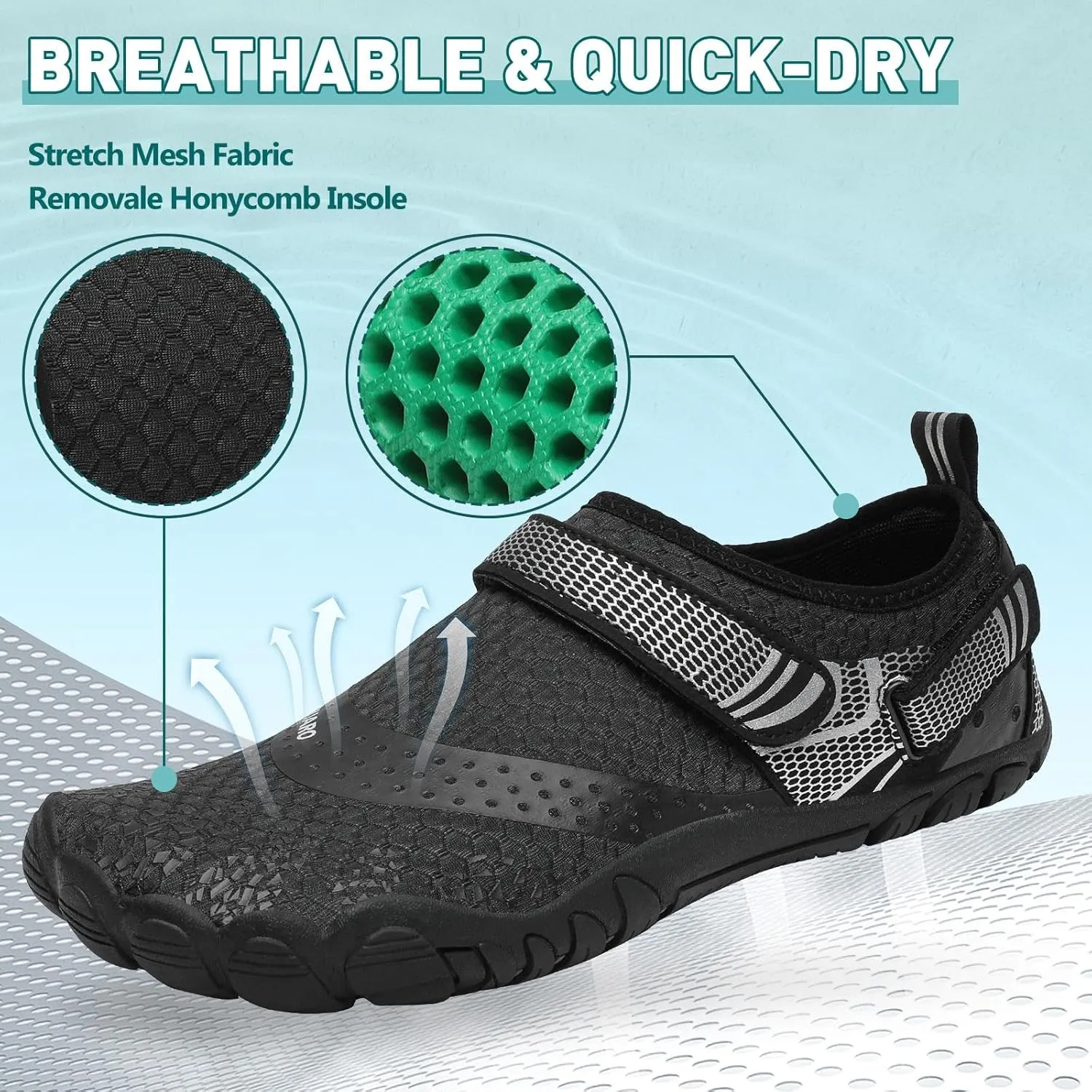 SAGUARO Women's Men's Water Shoes Quick-Dry Swiming Aqua Surf Beach Kayak Barefoot Shoes Wide Toe Box