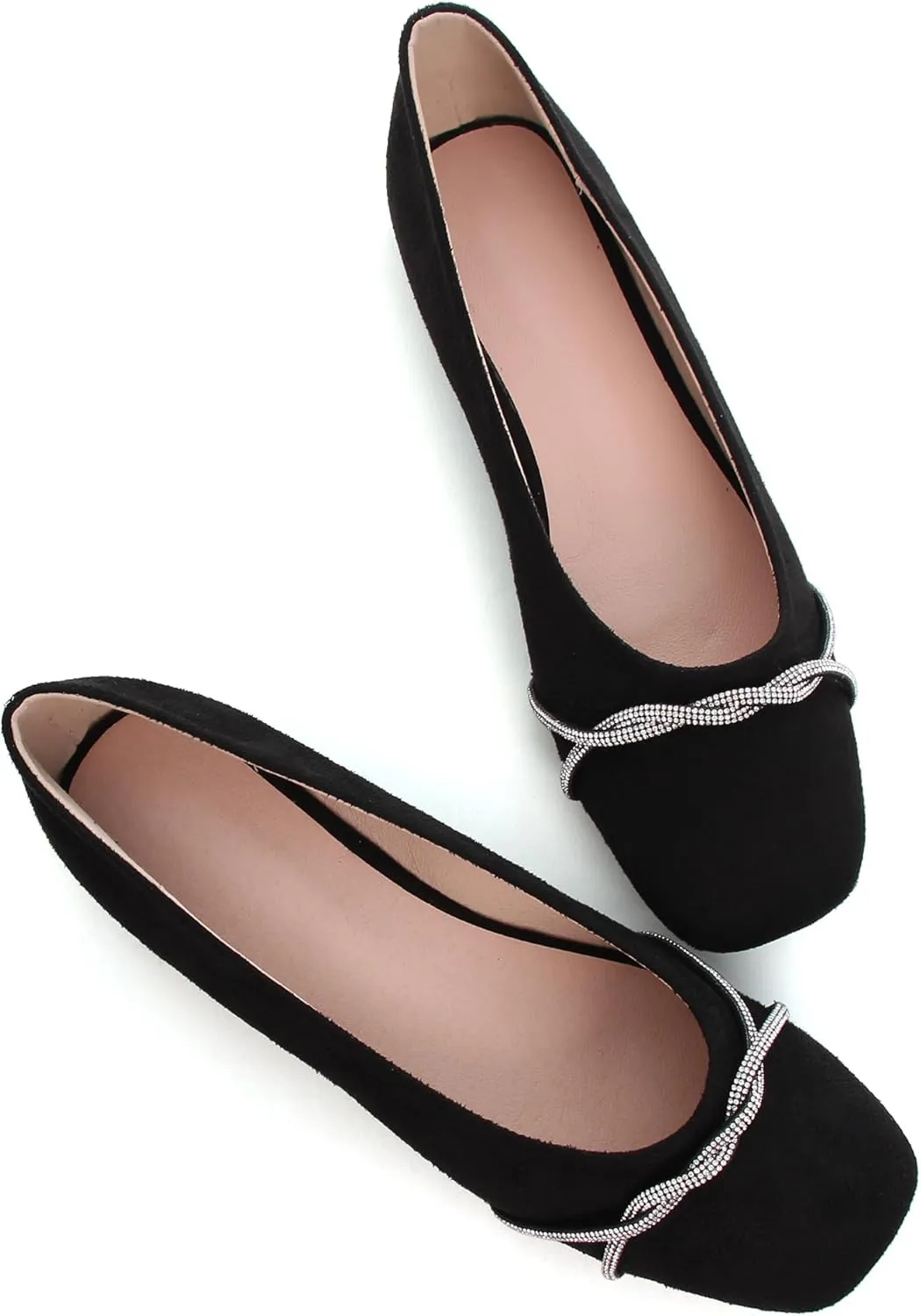 SAILING LU Flats for Women Comfortable Solid Color Soft Flats Square Toe Ballet Casual Work Shoes Dressy Slip-ons Loafers