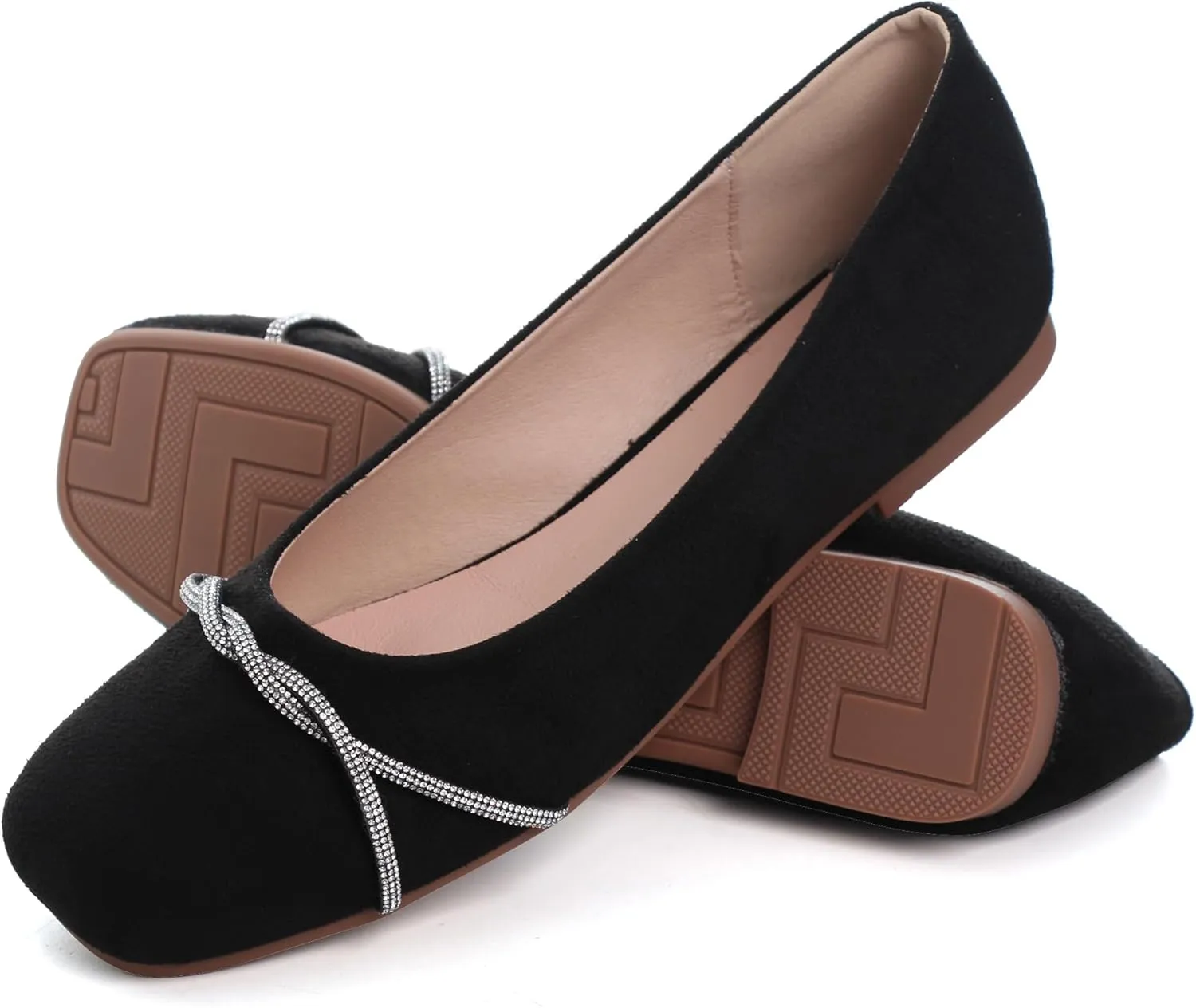 SAILING LU Flats for Women Comfortable Solid Color Soft Flats Square Toe Ballet Casual Work Shoes Dressy Slip-ons Loafers