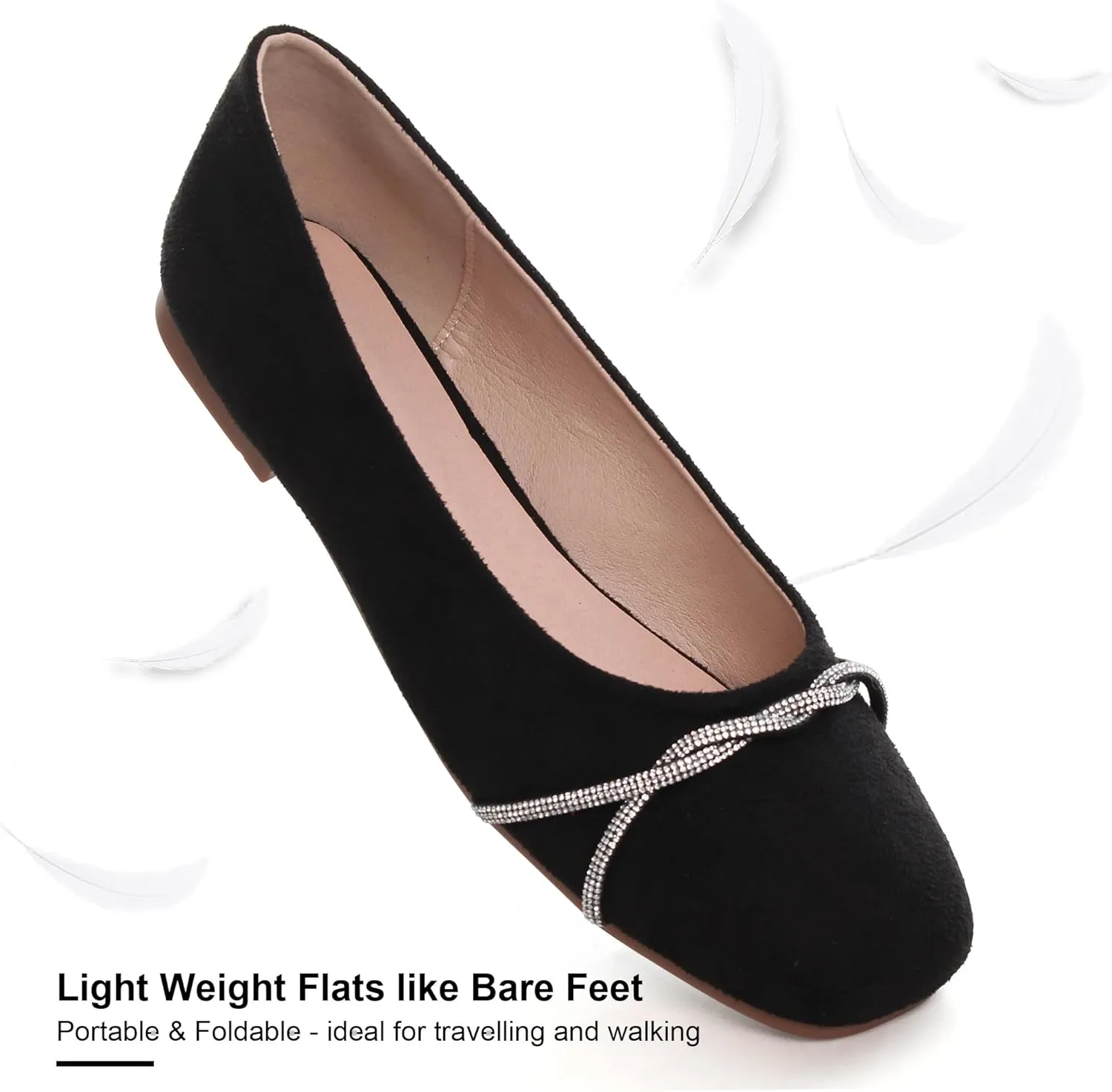 SAILING LU Flats for Women Comfortable Solid Color Soft Flats Square Toe Ballet Casual Work Shoes Dressy Slip-ons Loafers
