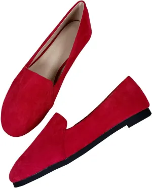 SAILING LU Women Pointed Toe Ballets Flats Faux Suede Comfortable Soft Ballet Walking Shoes Dressy Slip-on Ballerina Shoes