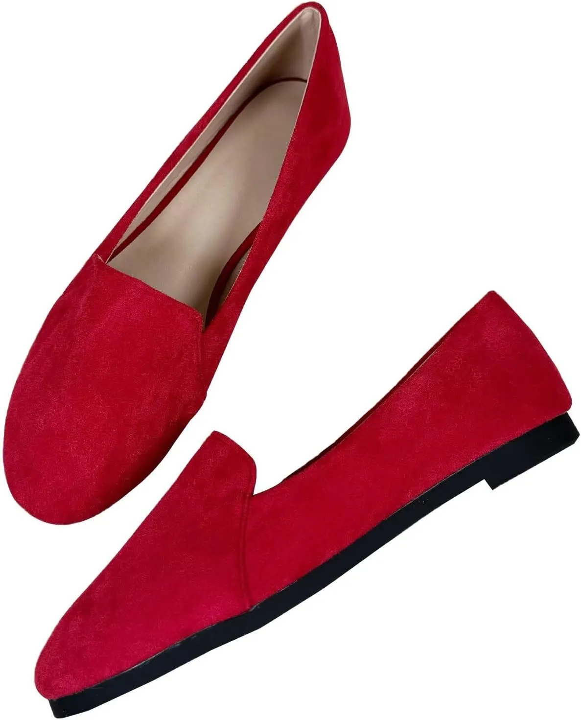 SAILING LU Women Pointed Toe Ballets Flats Faux Suede Comfortable Soft Ballet Walking Shoes Dressy Slip-on Ballerina Shoes