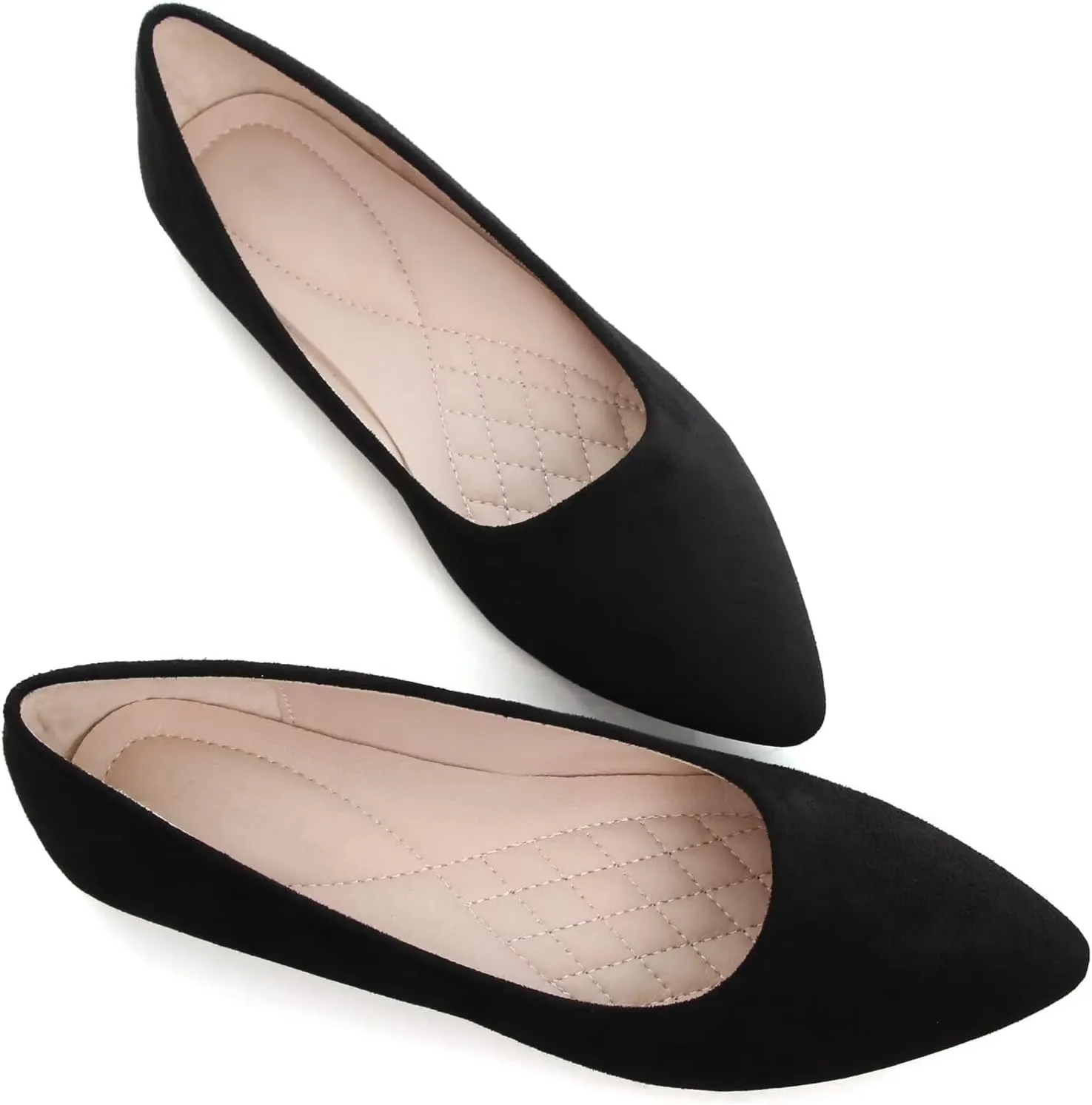 SAILING LU Womens Suede Pointed Toe Ballet Flats Comfortable Wedding Party Casual Slip-On Ballerina Dressy Shoes for Women Walking Shoes