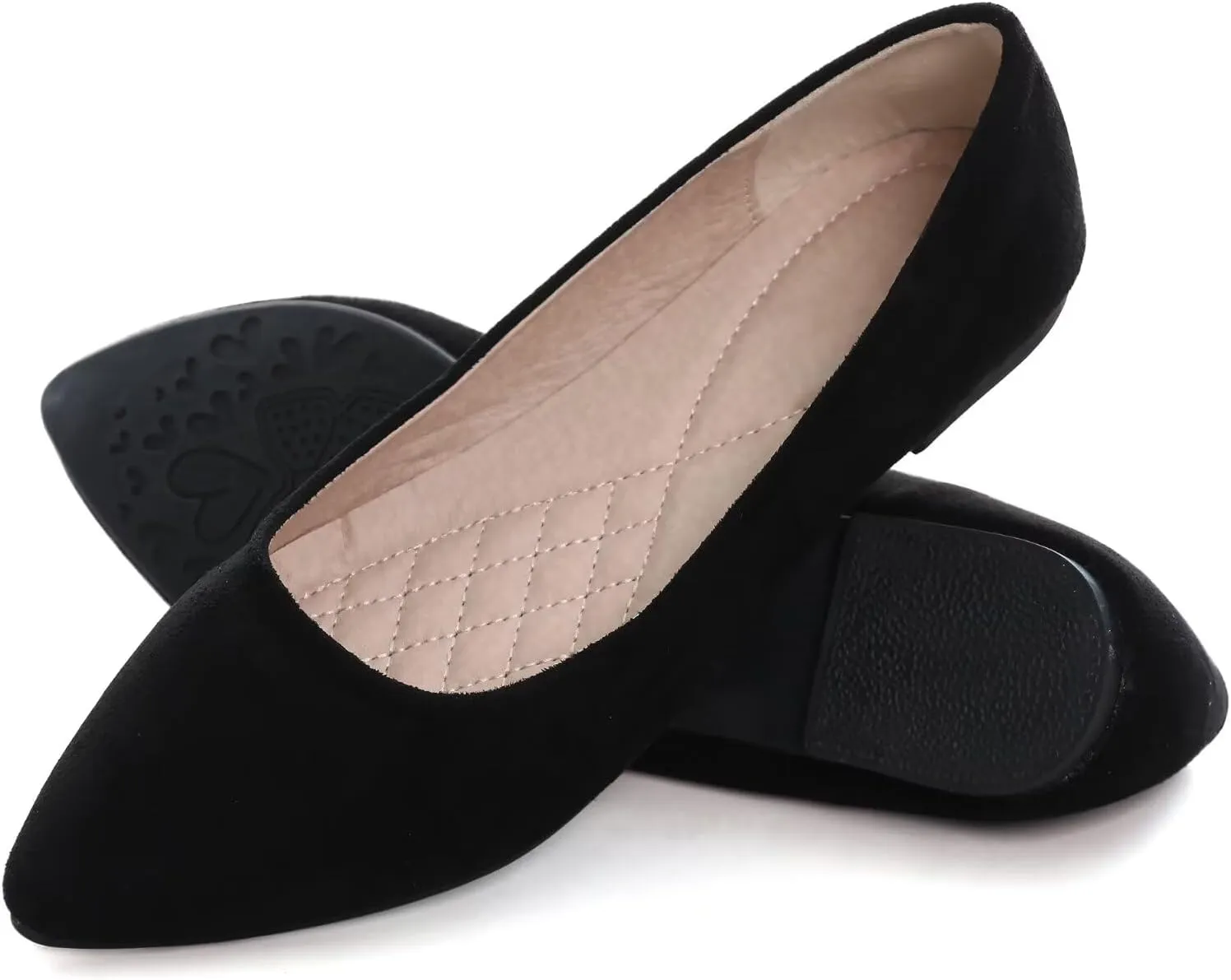 SAILING LU Womens Suede Pointed Toe Ballet Flats Comfortable Wedding Party Casual Slip-On Ballerina Dressy Shoes for Women Walking Shoes