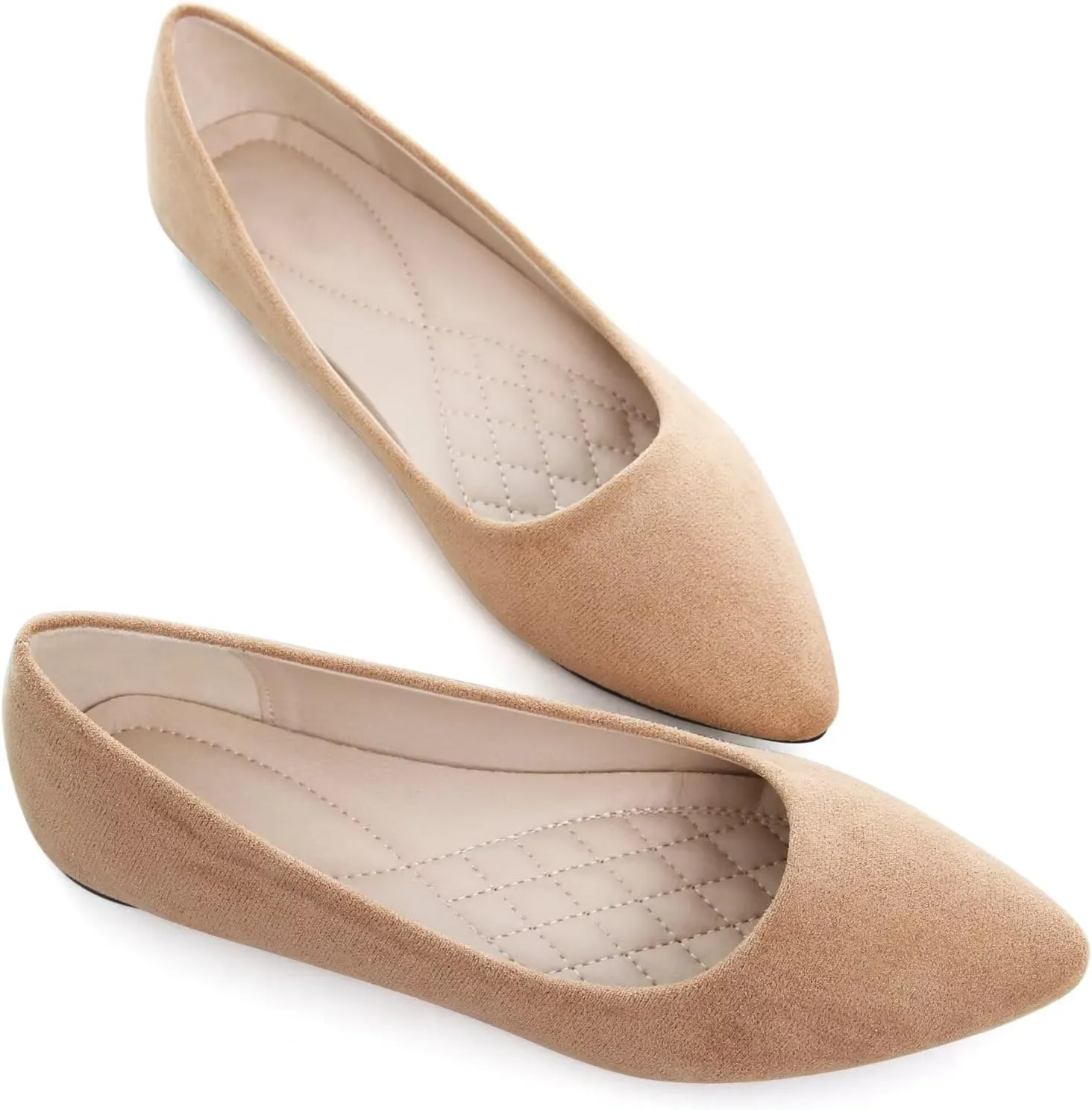 SAILING LU Womens Suede Pointed Toe Ballet Flats Comfortable Wedding Party Casual Slip-On Ballerina Dressy Shoes for Women Walking Shoes