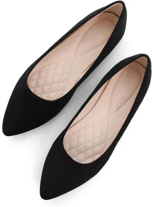 SAILING LU Womens Suede Pointed Toe Ballet Flats Comfortable Wedding Party Casual Slip-On Ballerina Dressy Shoes for Women Walking Shoes