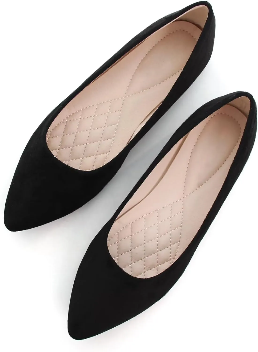 SAILING LU Womens Suede Pointed Toe Ballet Flats Comfortable Wedding Party Casual Slip-On Ballerina Dressy Shoes for Women Walking Shoes