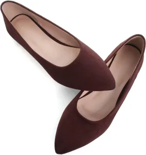 SAILING LU Womens Suede Pointed Toe Ballet Flats Comfortable Wedding Party Casual Slip-On Ballerina Dressy Shoes for Women Walking Shoes