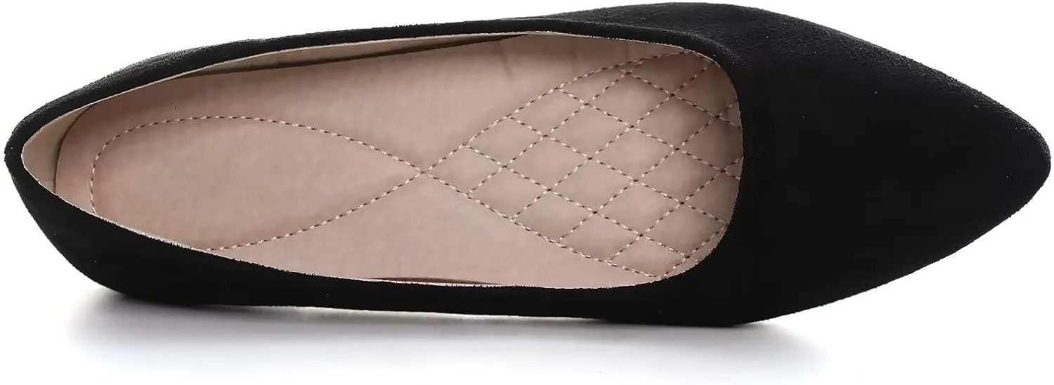 SAILING LU Womens Suede Pointed Toe Ballet Flats Comfortable Wedding Party Casual Slip-On Ballerina Dressy Shoes for Women Walking Shoes