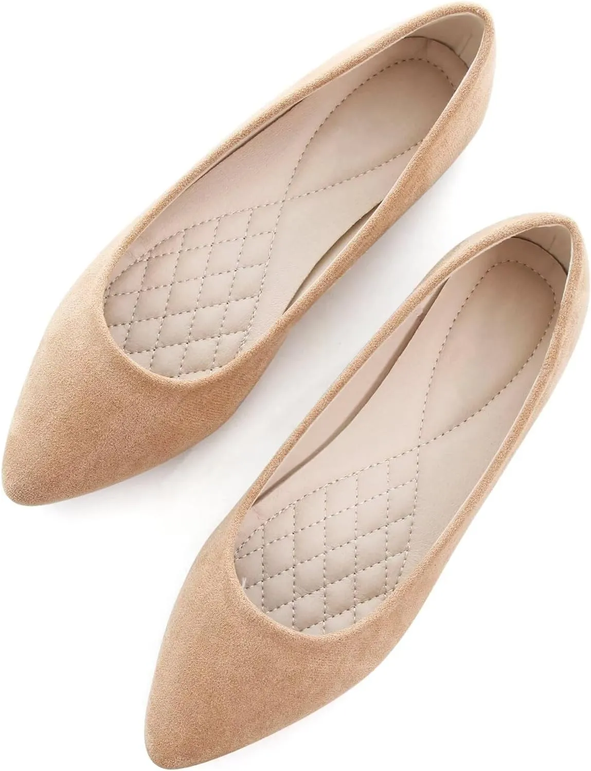 SAILING LU Womens Suede Pointed Toe Ballet Flats Comfortable Wedding Party Casual Slip-On Ballerina Dressy Shoes for Women Walking Shoes