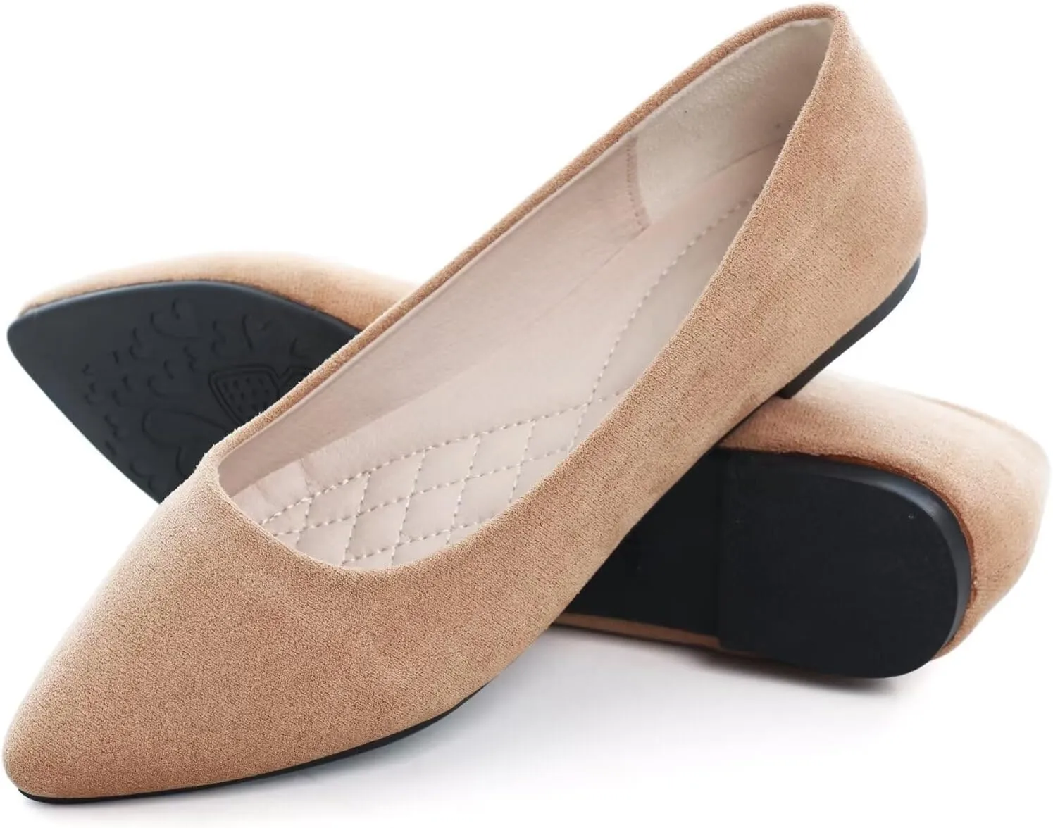 SAILING LU Womens Suede Pointed Toe Ballet Flats Comfortable Wedding Party Casual Slip-On Ballerina Dressy Shoes for Women Walking Shoes