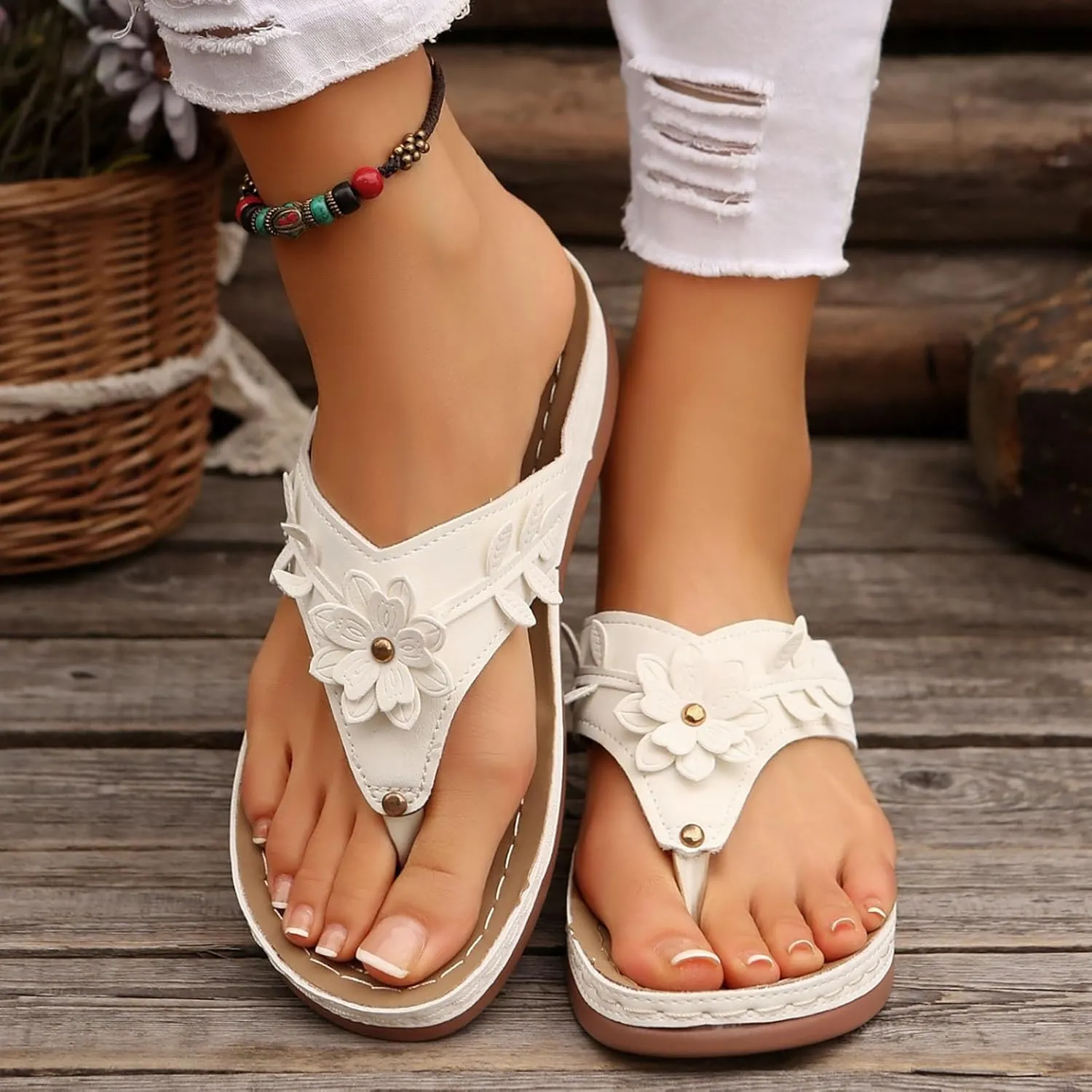 Sandals for Women 2025 Summer Orthopedic Arch Support Wedge Wide Fit Slip on Sandals Lightweight Casual Beach Walking Wedges Flip Flops Shoes