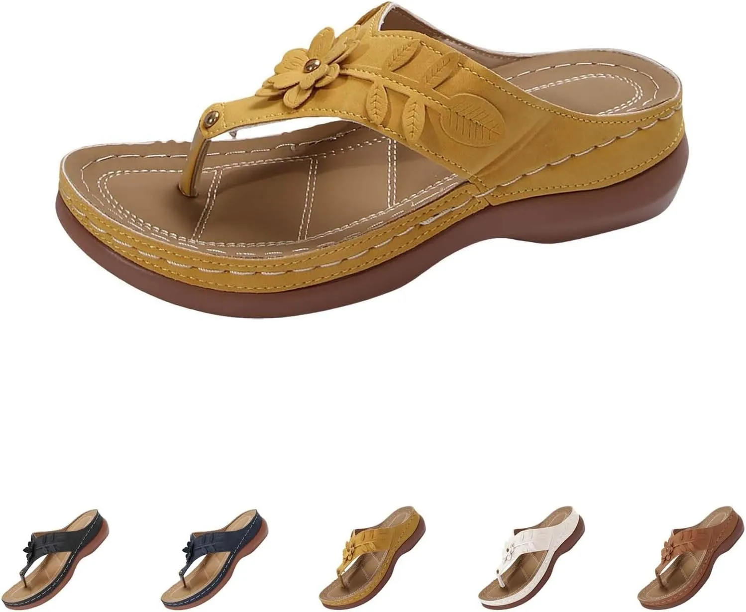 Sandals for Women 2025 Summer Orthopedic Arch Support Wedge Wide Fit Slip on Sandals Lightweight Casual Beach Walking Wedges Flip Flops Shoes