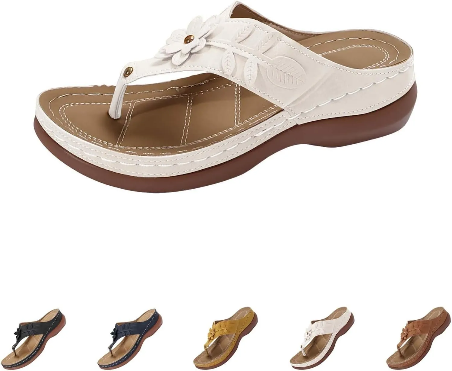 Sandals for Women 2025 Summer Orthopedic Arch Support Wedge Wide Fit Slip on Sandals Lightweight Casual Beach Walking Wedges Flip Flops Shoes