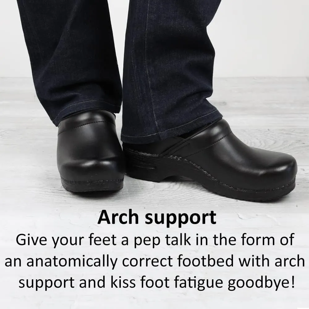 Sanita Pro Textured Oiled Wide Professional Clogs for Men - Arch Support, Durable, Closed-Back Slip-On Shoes