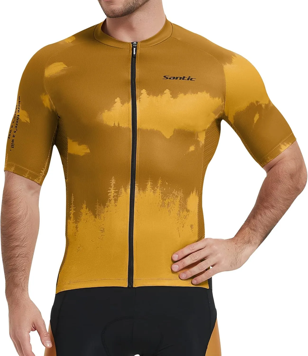 Santic Men’s Cycling Jersey Short Sleeve Bike Shirts for Men Bicycle Jacket with Pockets Breathable & Quick Dry Yorkson
