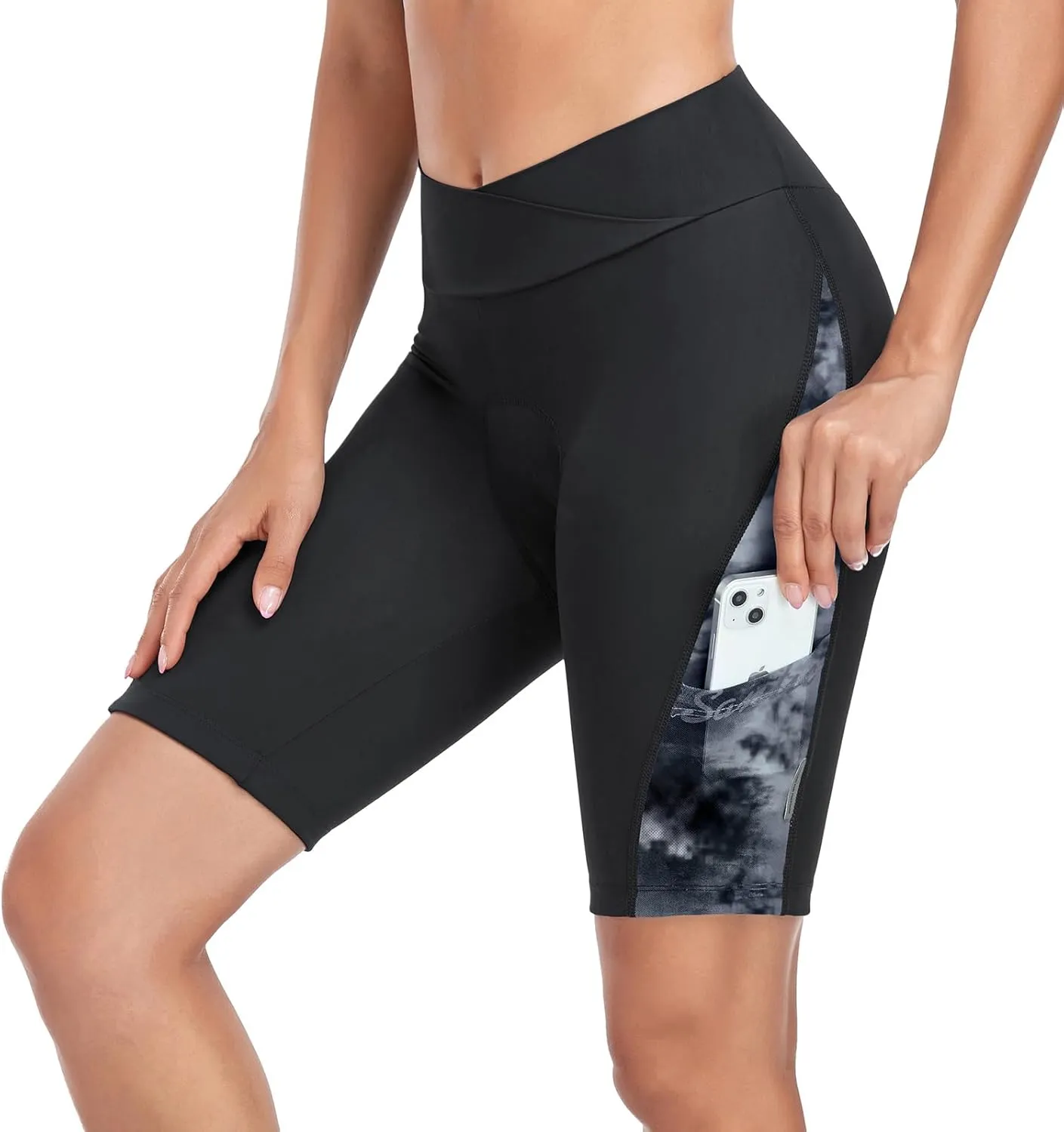 Santic Women's Cycling Shorts 4D Padded Quick Dry Breathable Bike Bicycle Shorts with Side Pockets