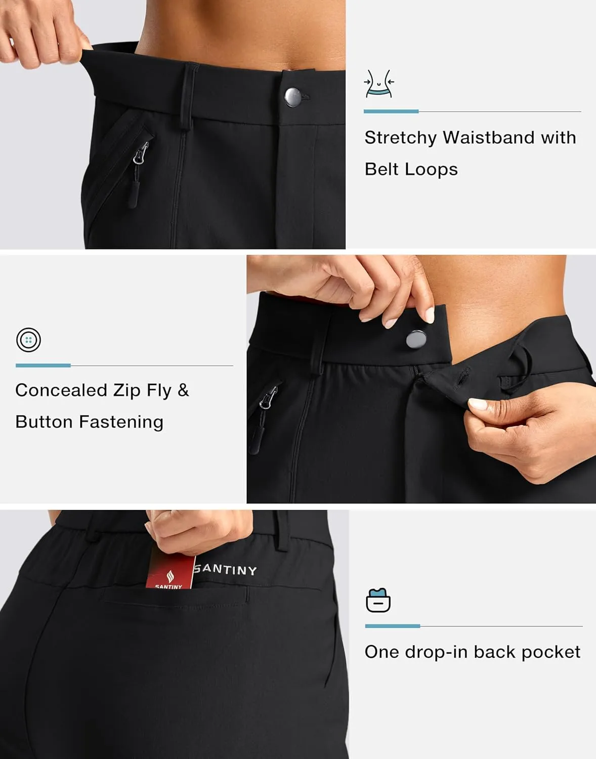 SANTINY Women's 5" Hiking Golf Shorts Quick Dry Stretch Casual Work Shorts with Pockets for Women Walking Travel Summer